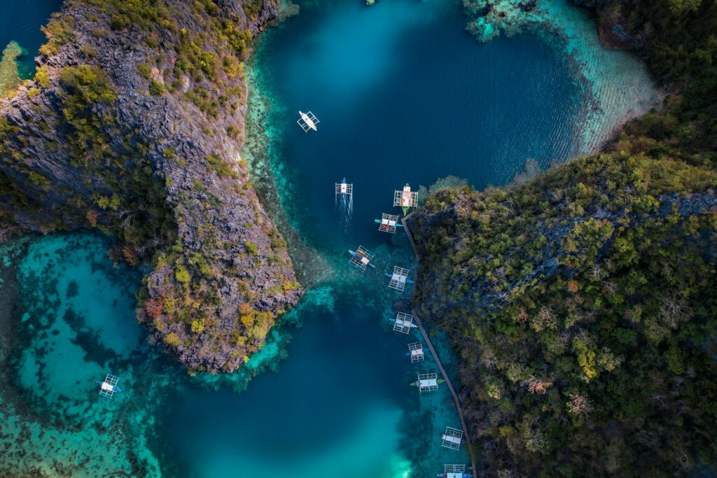 aerial view of lagoon in Coron Palawan Philippines