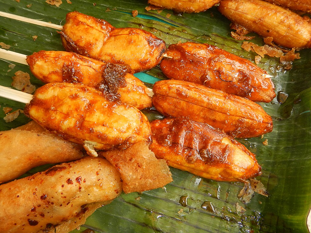 sweetened fried banana on a stick