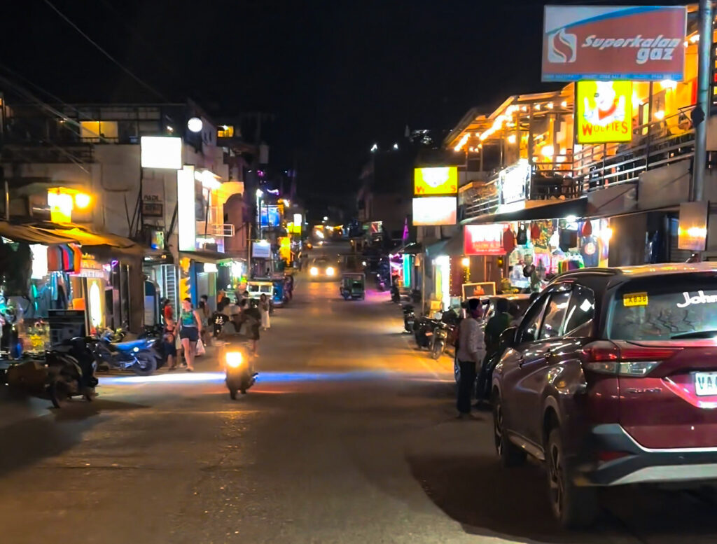 busy streets at night in Coron Palawan Philippines