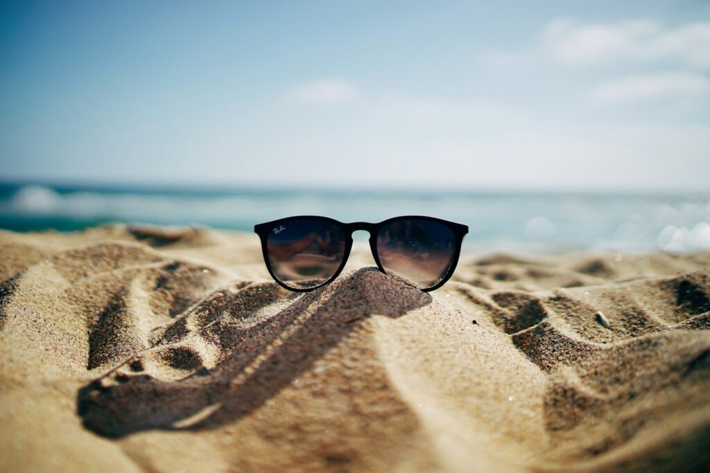 sunny beach sun glasses blue sky El Nido Palawan Philippines