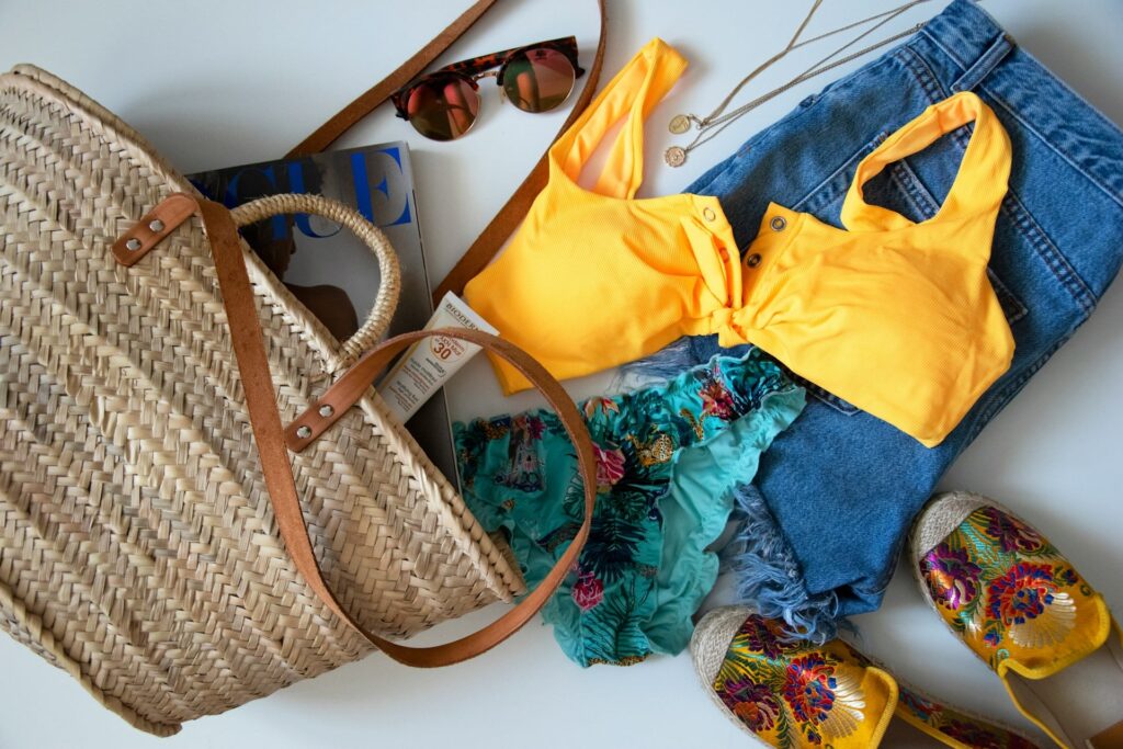 beach bag with essentials