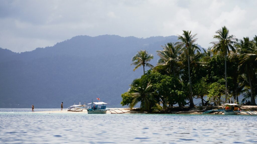 sunny day in island shore of Port Barton Palawan Philippines