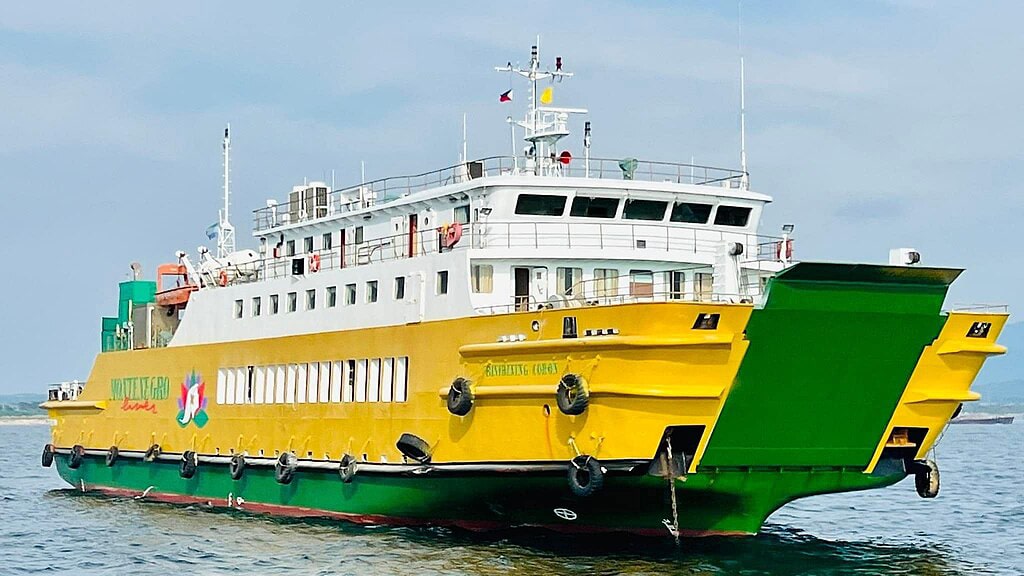 Montenegro Lines ferry traveling across the sea, with the vessel's sleek design and logo visible on the side