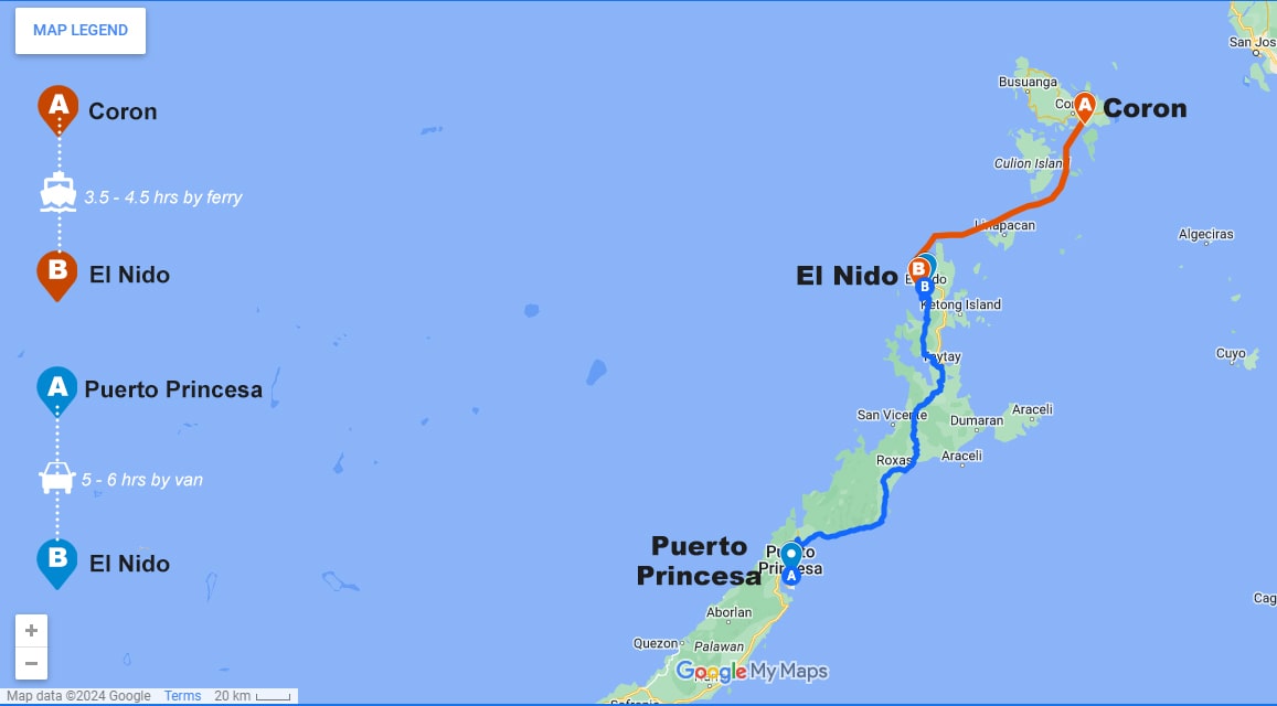 El Nido map for transportation and directions