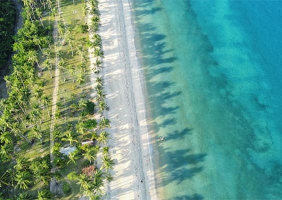 Aerial view of San Vicente Long Beach in Palawan, one of the top destinations to visit in the region