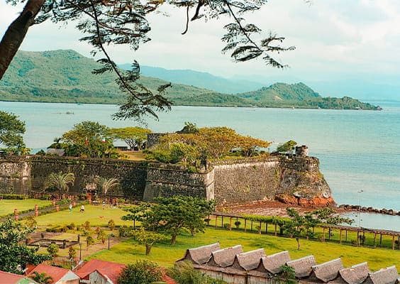 view of historic Spanish-era Fort Sta. Isabel in Taytay, Palawan, from a distance